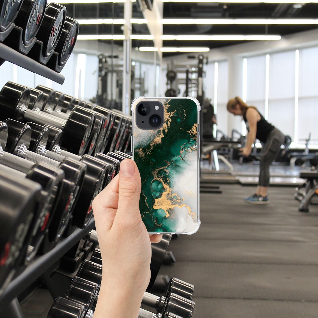 Anti-Shock Hoesje voor iPhone 15 Plus Marmer Groen B2C Telecom
