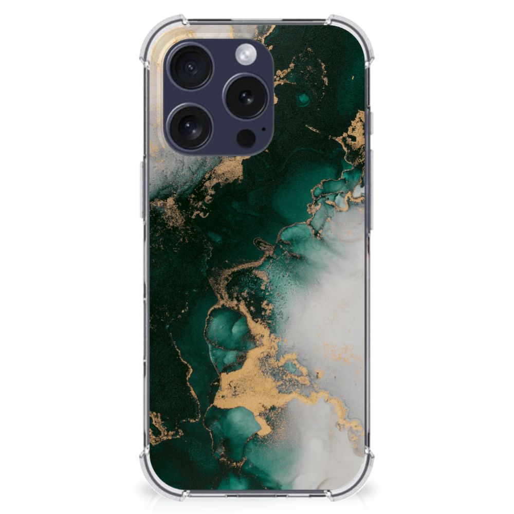 iPhone 16 Pro Anti-Shock Hoesje Marmer Groen achteraanzicht