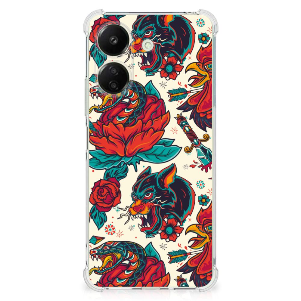 Xiaomi Redmi 13C 4G Anti-shock Hoesje met foto Old Skool tattoo design aanzicht