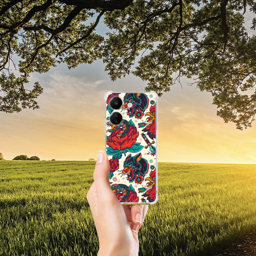 Xiaomi Redmi 13C 4G Anti-shock Hoesje met foto Old Skool design achterkant