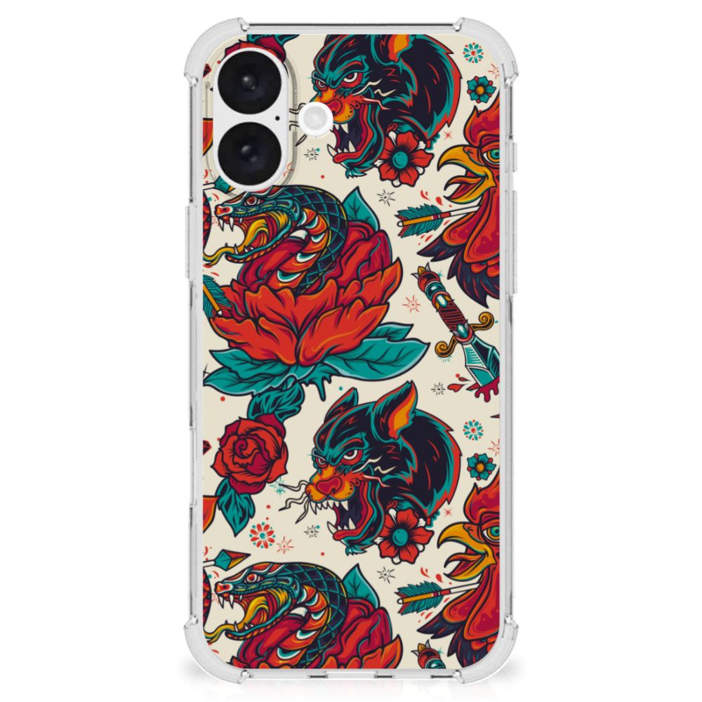 iPhone 16 Plus Anti-shock Hoesje met foto Old Skool tattoo design voorkant