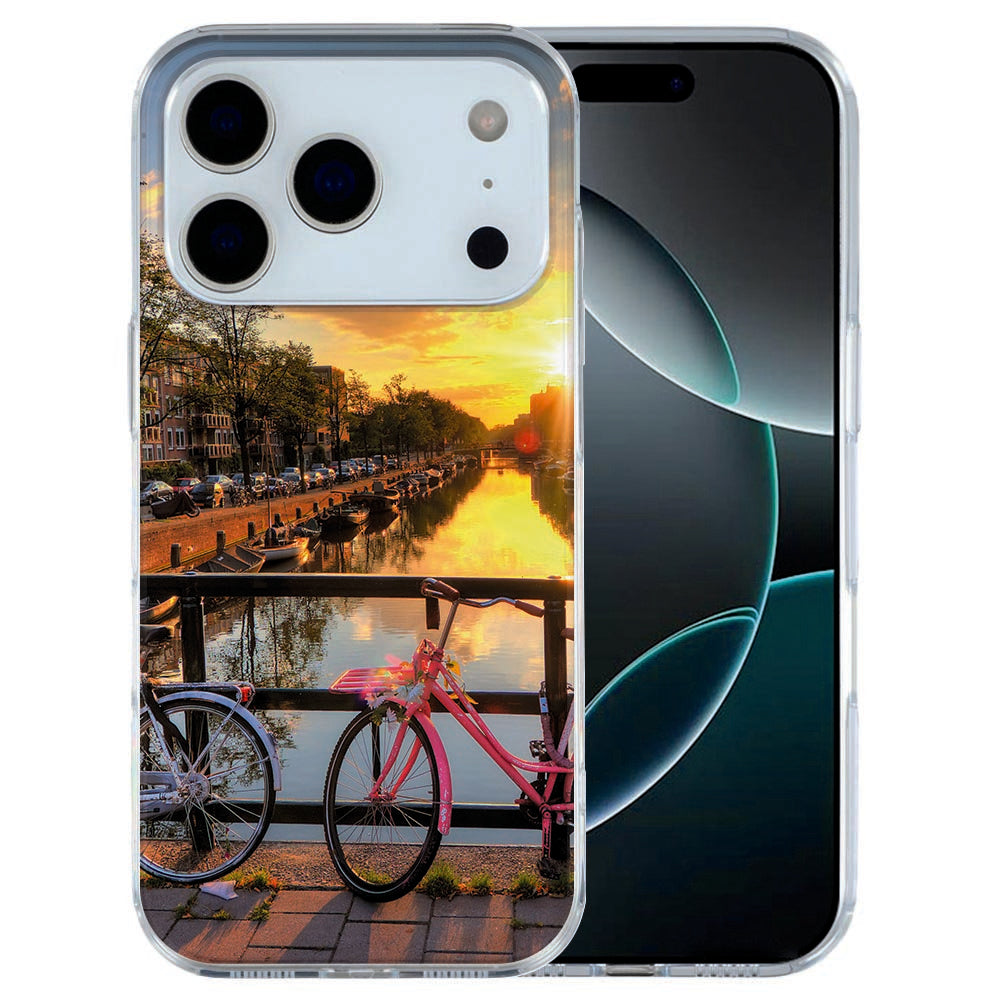 iPhone 17 Pro Max TPU hoesje met print van Amsterdamse grachten en historische gevels