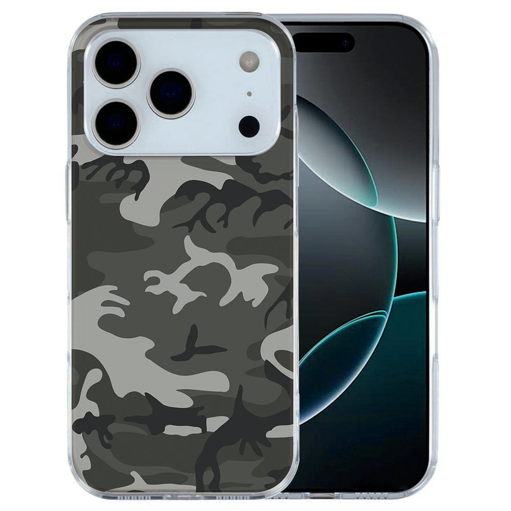 iPhone 17 Pro Max TPU hoesje met licht camouflage patroon in grijs en groen