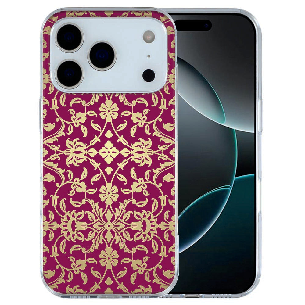 iPhone 17 Pro Max TPU hoesje met roze barok patroon en sierlijke ornamenten