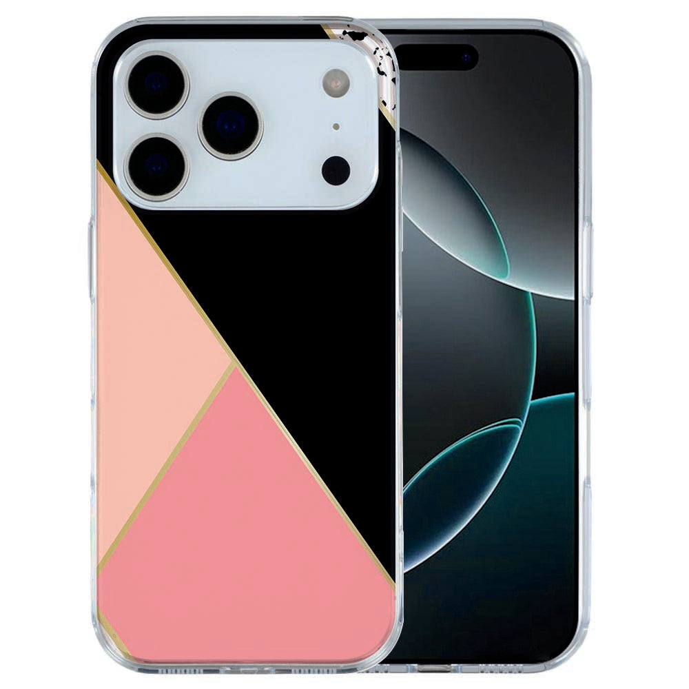 iPhone 17 Pro Max TPU hoesje met abstracte zwart-roze vormen
