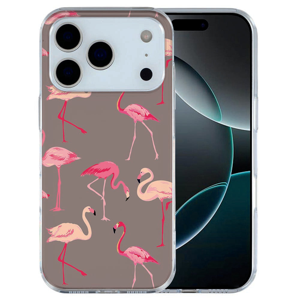 iPhone 17 Pro Max TPU hoesje met roze flamingo illustratie