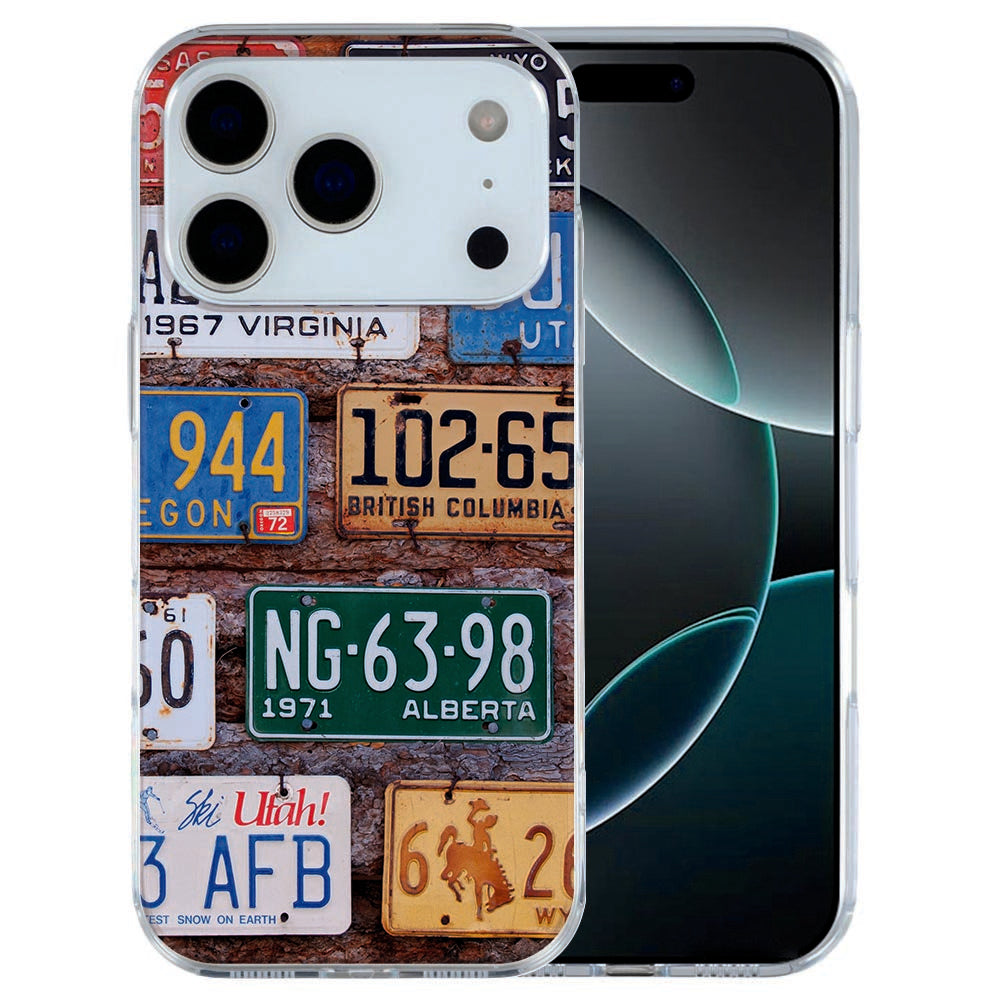iPhone 17 Pro Max TPU hoesje met print van internationale kentekenplaten
