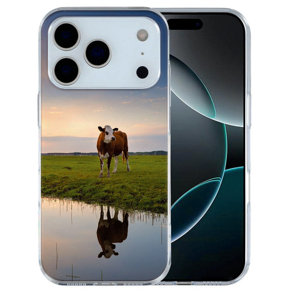 iPhone 17 Pro Max TPU hoesje met zwart wit koeien print