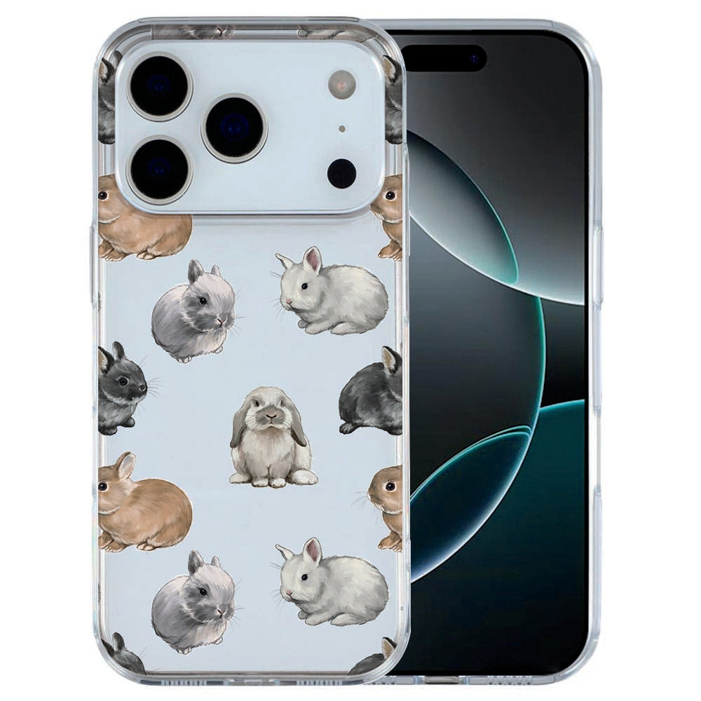 iPhone 17 Pro Max TPU hoesje met schattige konijntjes illustratie