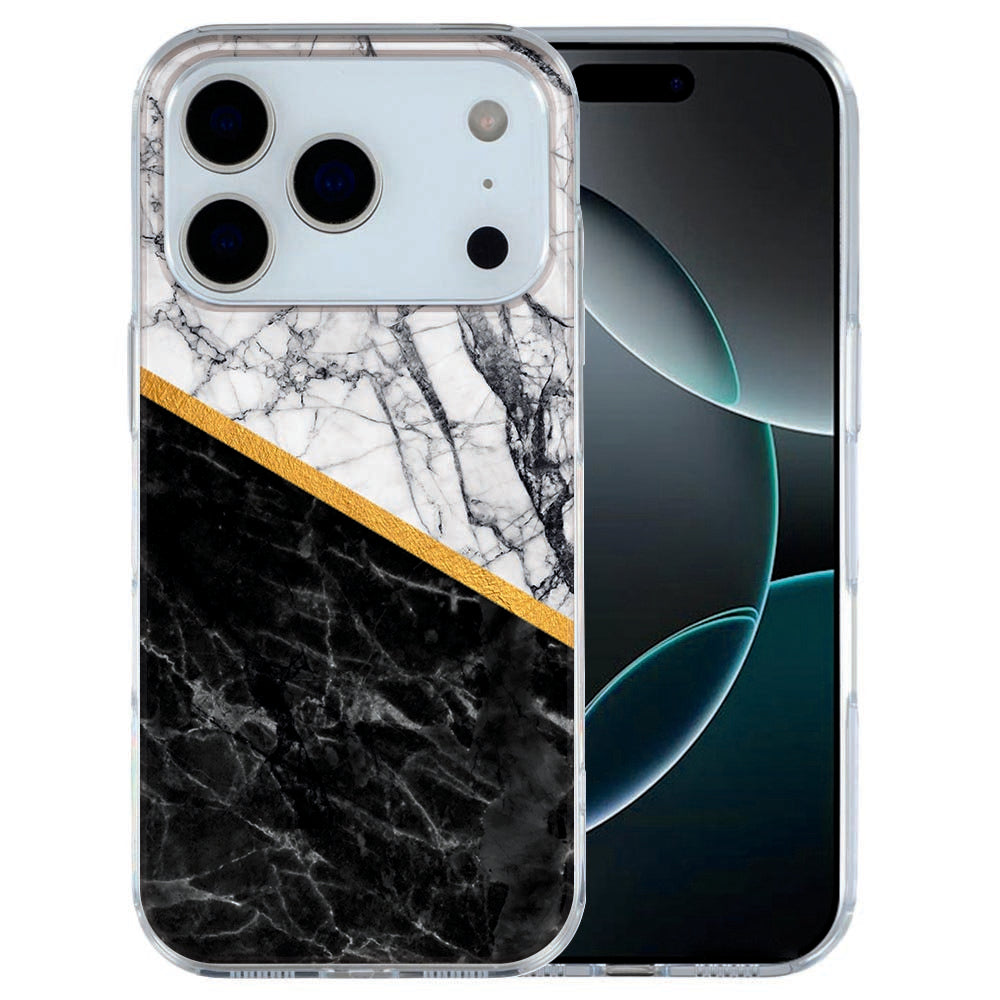 iPhone 17 Pro Max TPU hoesje met zwart wit marmer print