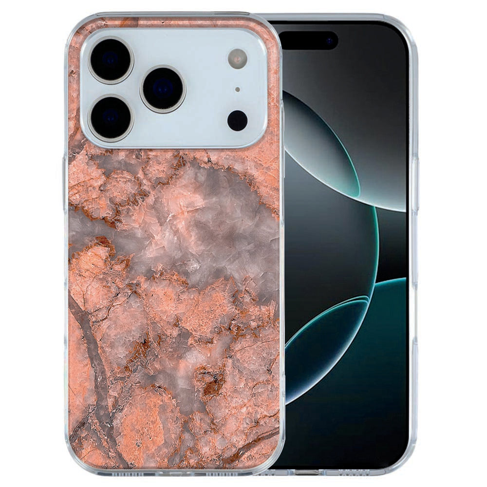 iPhone 17 Pro Max TPU hoesje met warme oranje marmer print