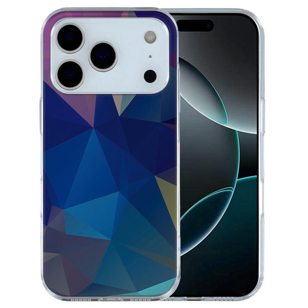 iPhone 17 Pro Max TPU hoesje met donker polygon patroon in zwart grijs