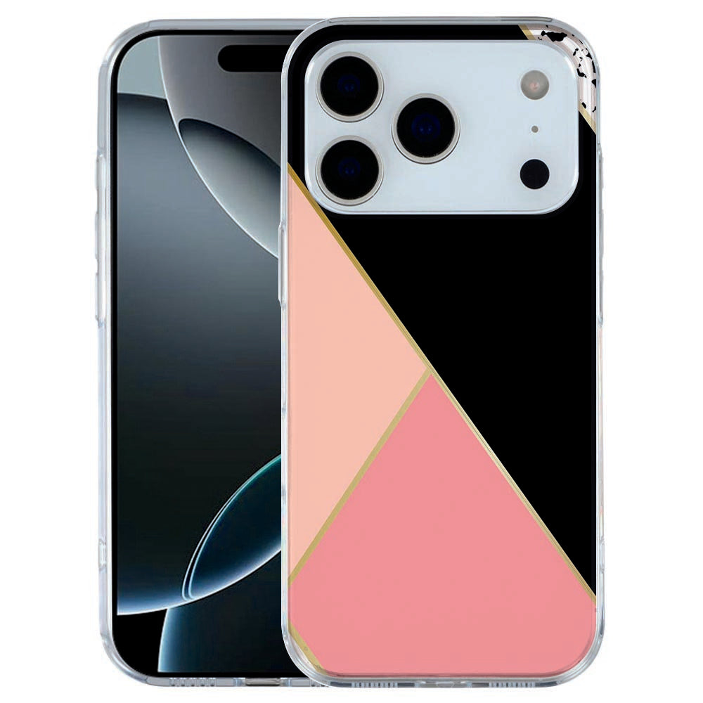 Apple iPhone 17 Pro Softcase Back cover Zwart Roze Vormen