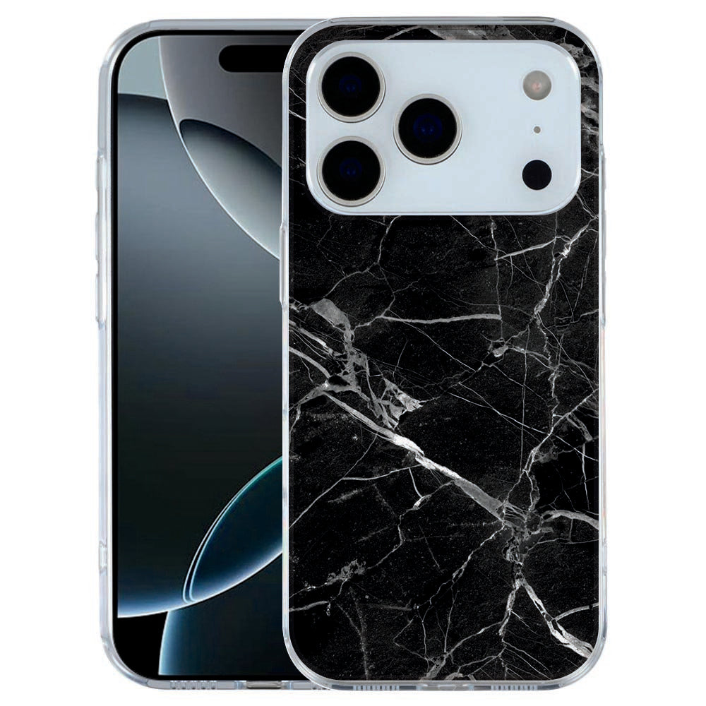Apple iPhone 17 Pro Softcase Back cover Marmer Zwart