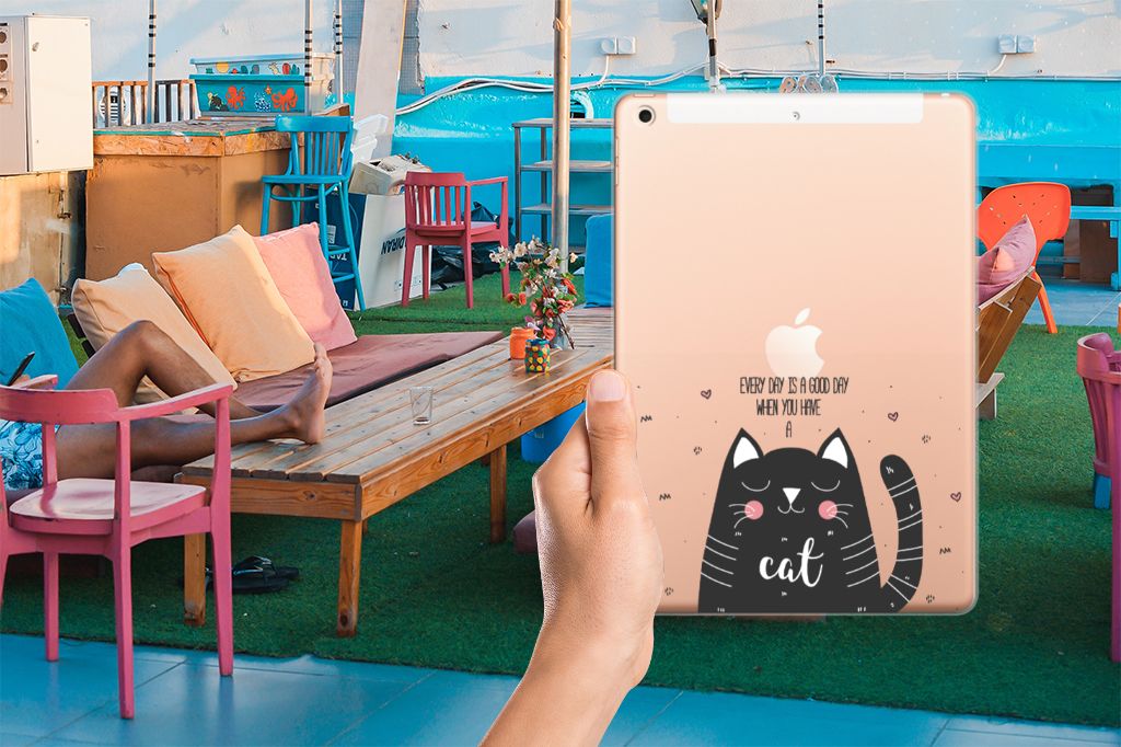 Apple iPad 10.2 | iPad 10.2 (2020) | 10.2 (2021) Tablet Back Cover Cat Good Day