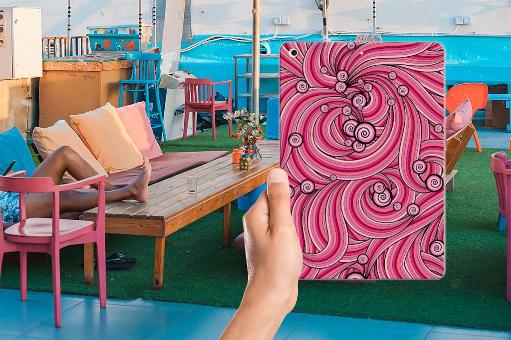 Apple iPad 10.2 | iPad 10.2 (2020) | 10.2 (2021) Tablethoes Swirl Pink