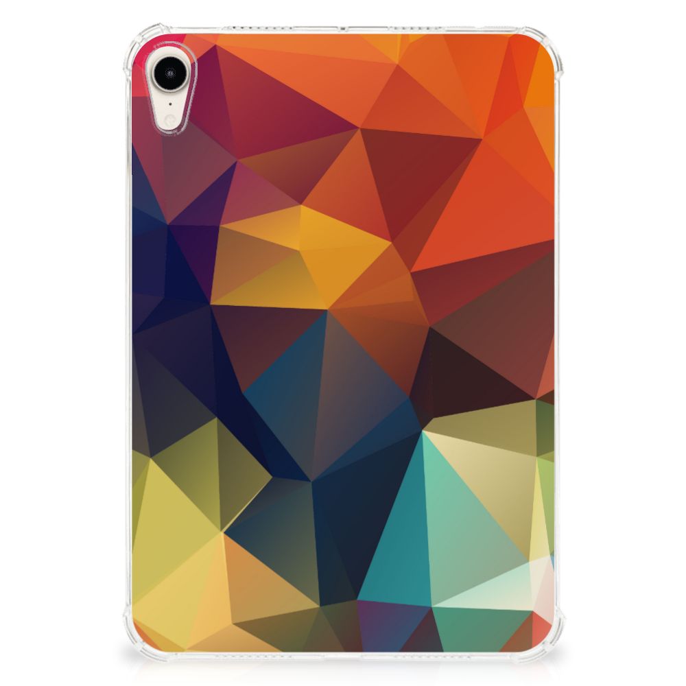 Apple iPad mini 6 (2021) Back Cover Polygon Color kleurrijke driehoeken abstract ontwerp aanzicht