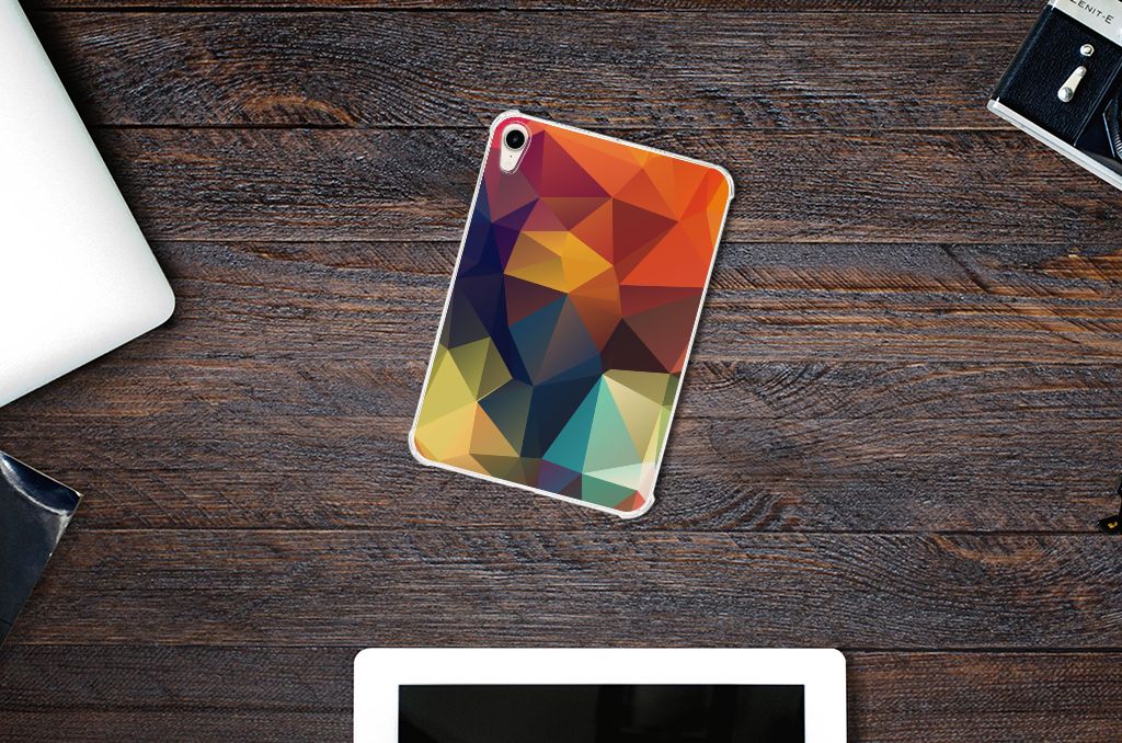 Apple iPad mini 6 (2021) Back Cover Polygon Color kleurrijk ontwerp bovenaanzicht