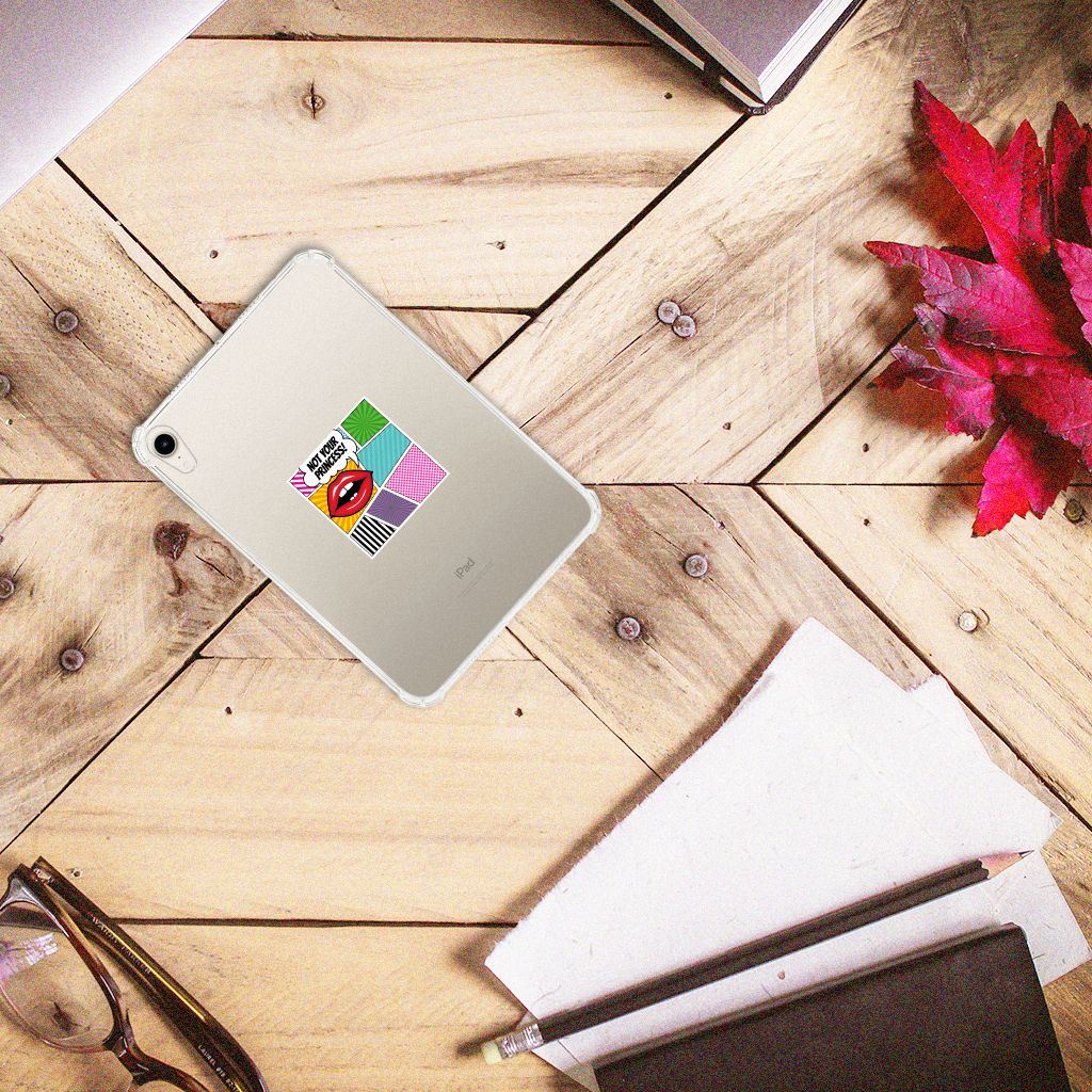 Apple iPad mini 6 (2021) Leuke Siliconen Hoes Popart Princess op een houten tafel met notitieboek en brillen.