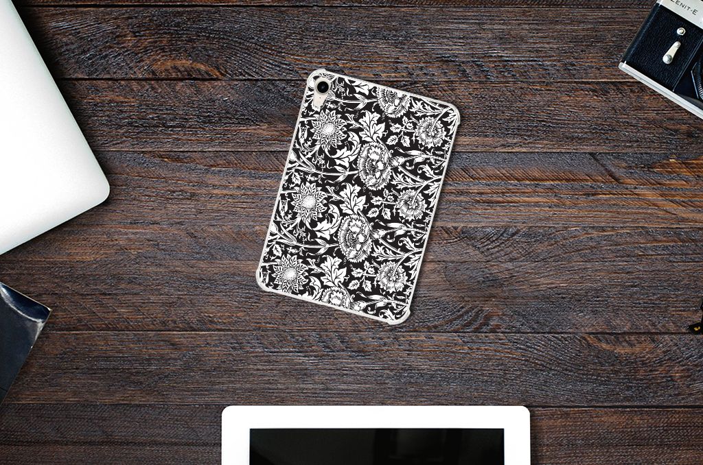 Apple iPad mini 6 (2021) Siliconen Hoesje Black Flowers - B2C Telecom