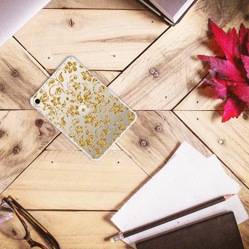 Apple iPad mini 6 (2021) Siliconen Hoesje Gouden Bloemen - B2C Telecom