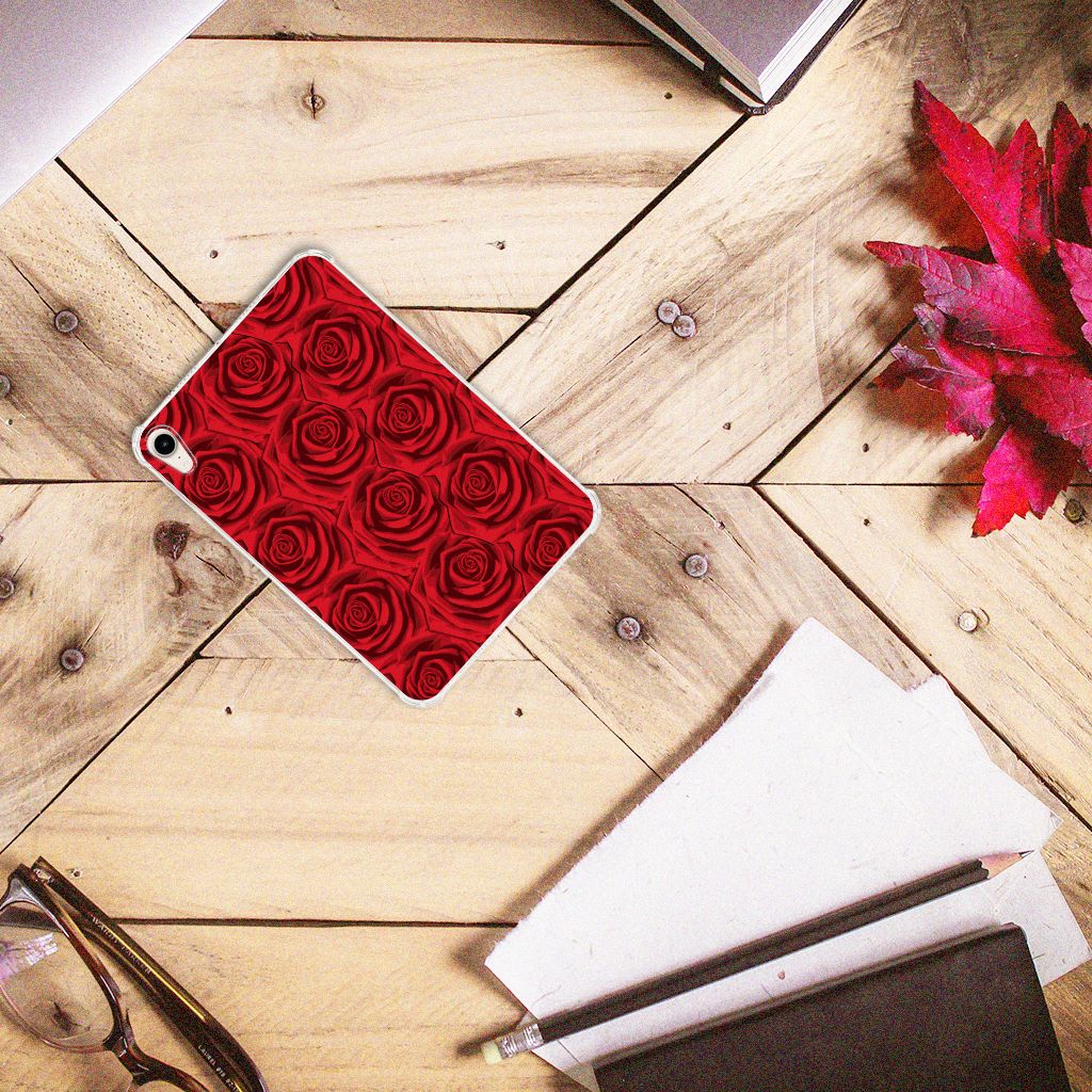 Apple iPad mini 6 (2021) Siliconen Hoesje Red Roses bovenaanzicht