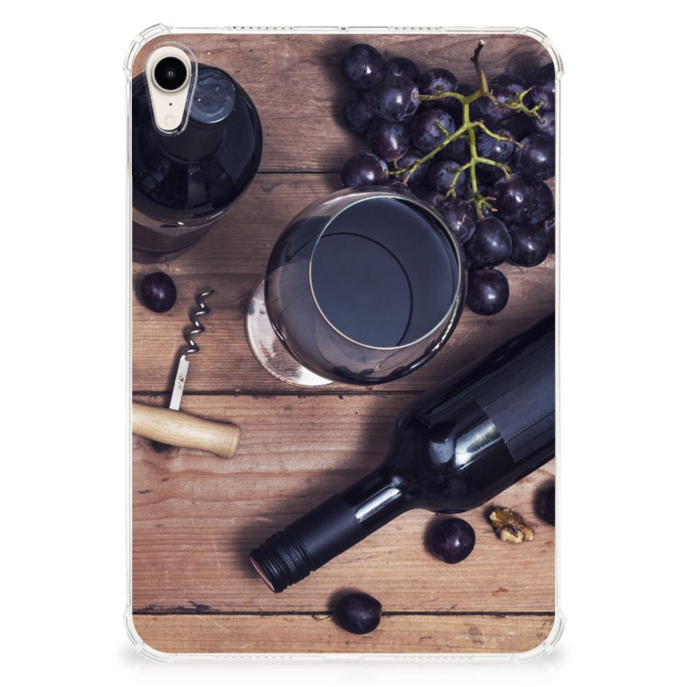 Apple iPad mini 6 (2021) Tablet Cover Wijn met wijnflessen en druiven op houten tafel