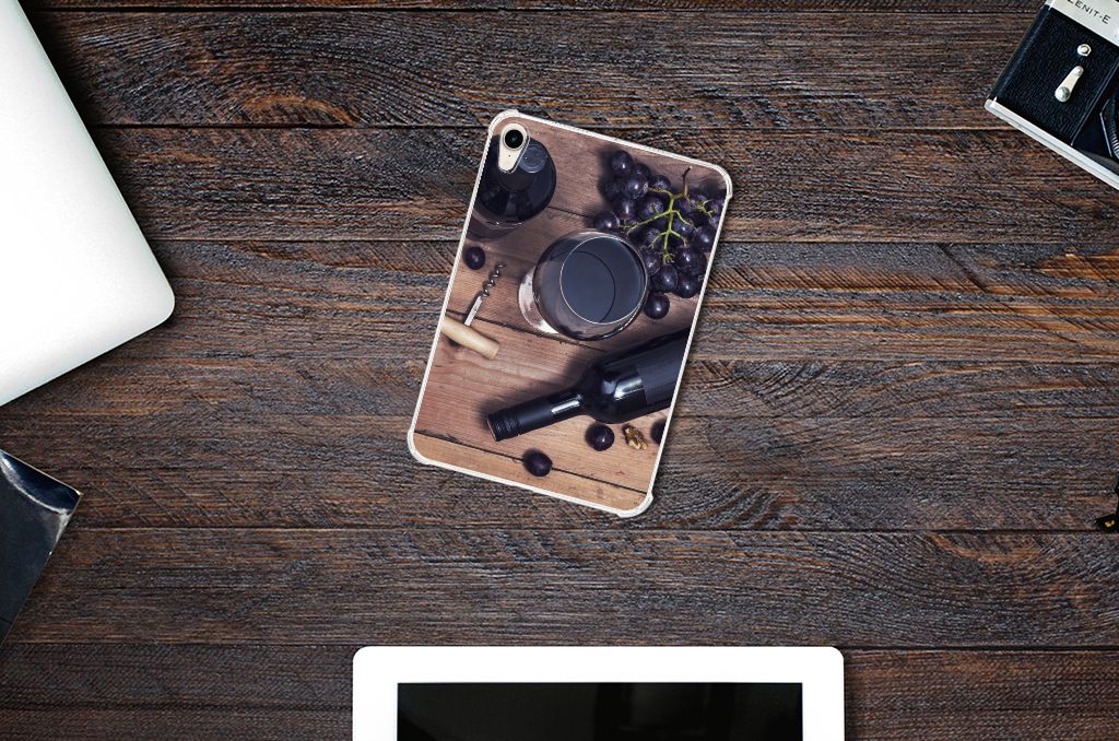 Apple iPad mini 6 (2021) Tablet Cover Wijn met wijn en druiven, perfect voor wijnliefhebbers.
