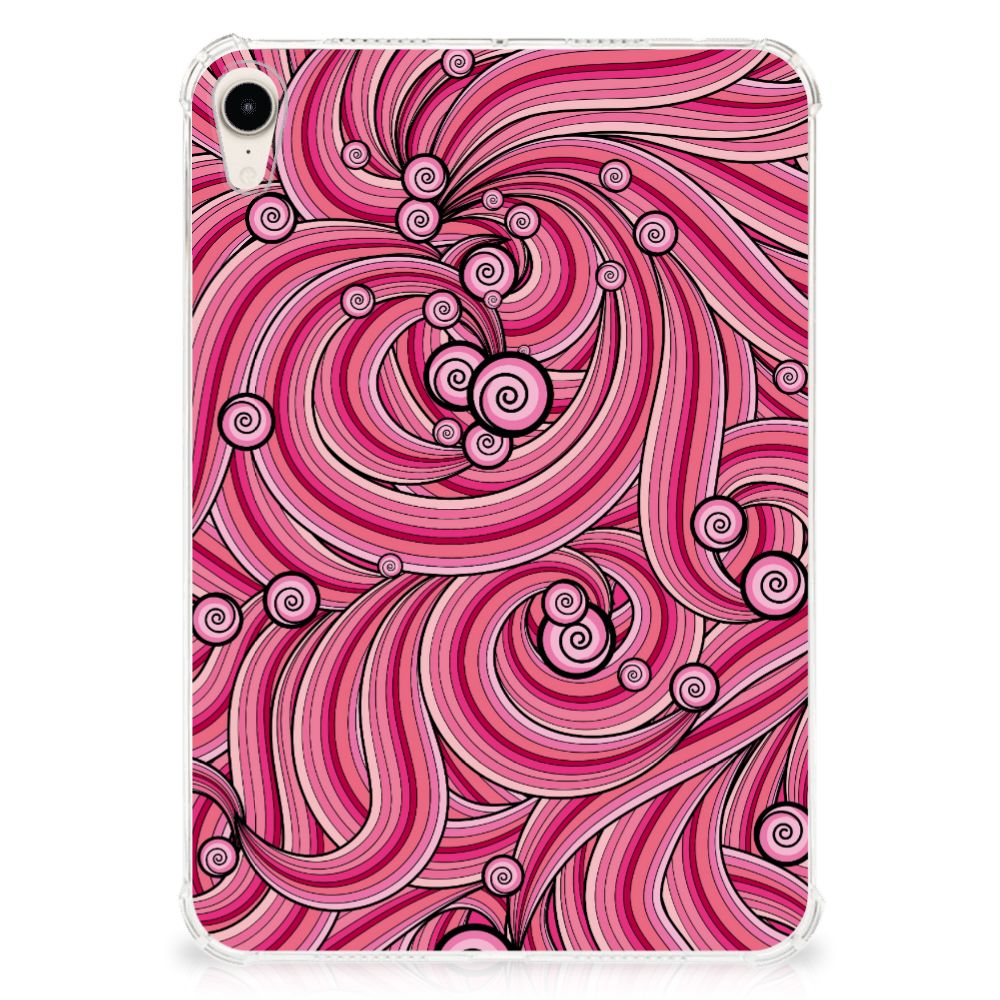 Apple iPad mini 6 (2021) Tablethoes Swirl Pink met kleurrijke rosa en zwarte spiralen