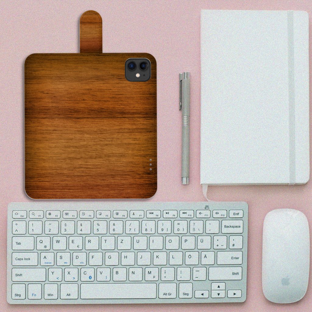 Apple iPhone 11 Book Style Case Donker Hout