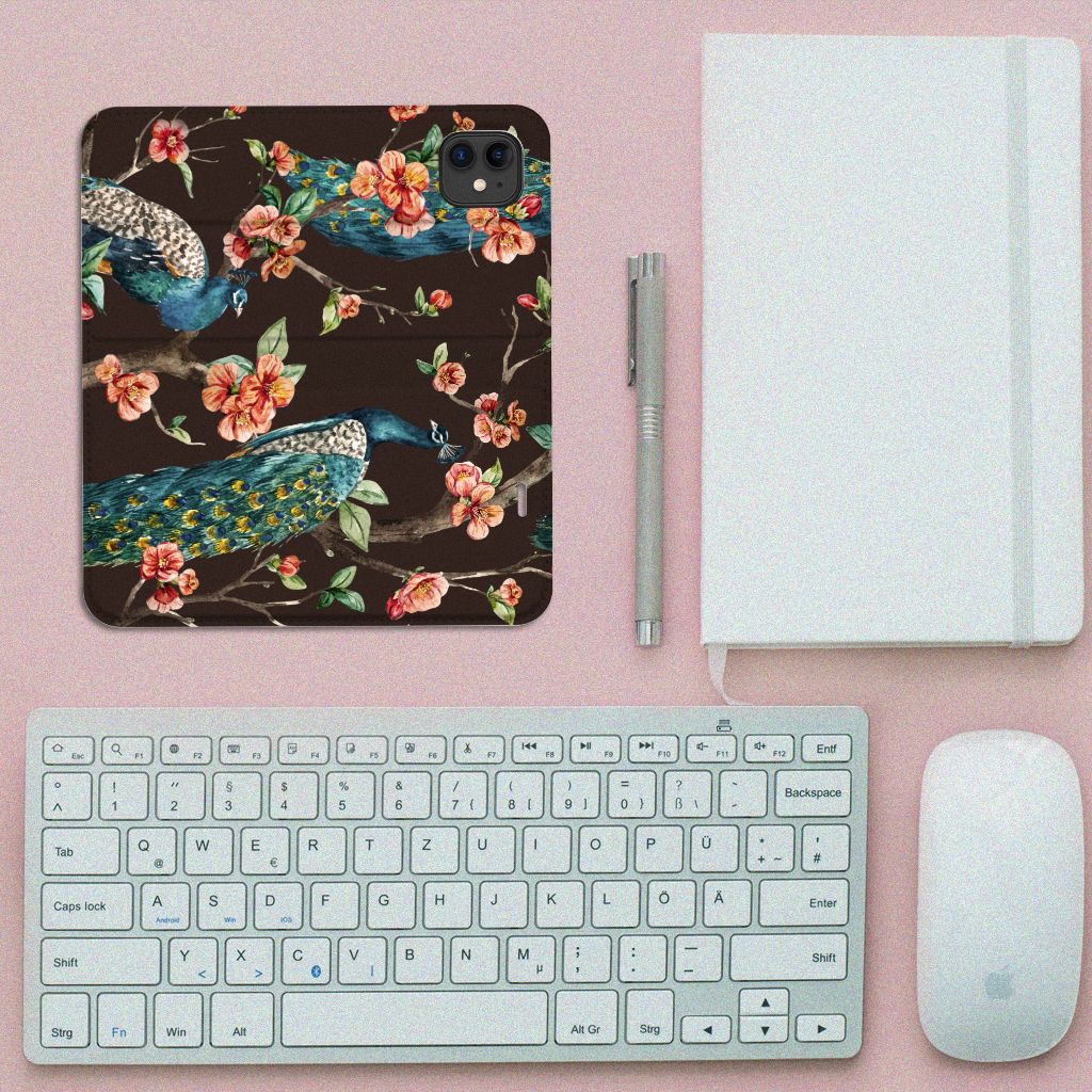 Apple iPhone 11 Hoesje maken Pauw met Bloemen design pauwen bloemen bovenaanzicht