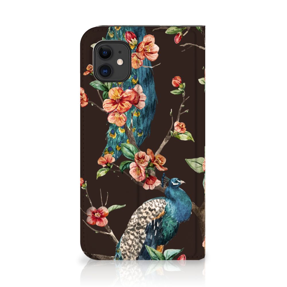 Apple iPhone 11 Hoesje maken Pauw met Bloemen design pauw bloemen zwart