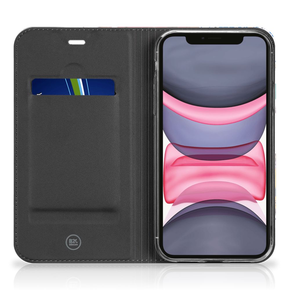 Apple iPhone 11 Stand Case Kentekenplaten designnaam open aanzicht