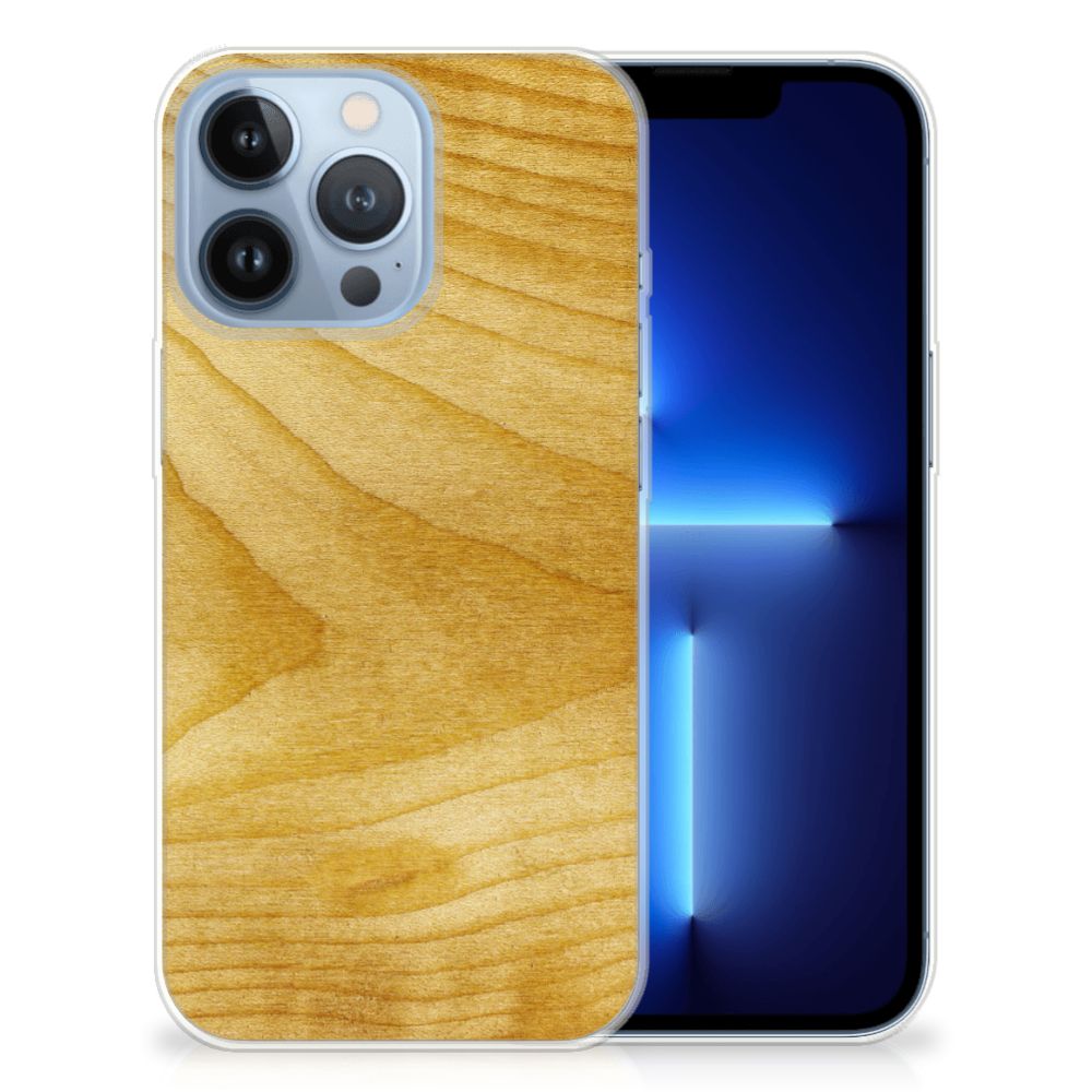 Apple iPhone 13 Pro Bumper Hoesje Licht Hout design Licht Hout achterkant