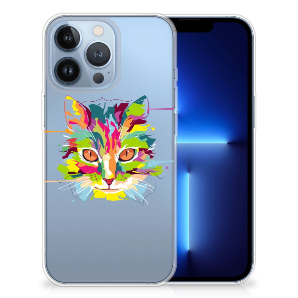Apple iPhone 13 Pro Telefoonhoesje met Naam Cat Color telefoonhoesje cat color vooraanzicht