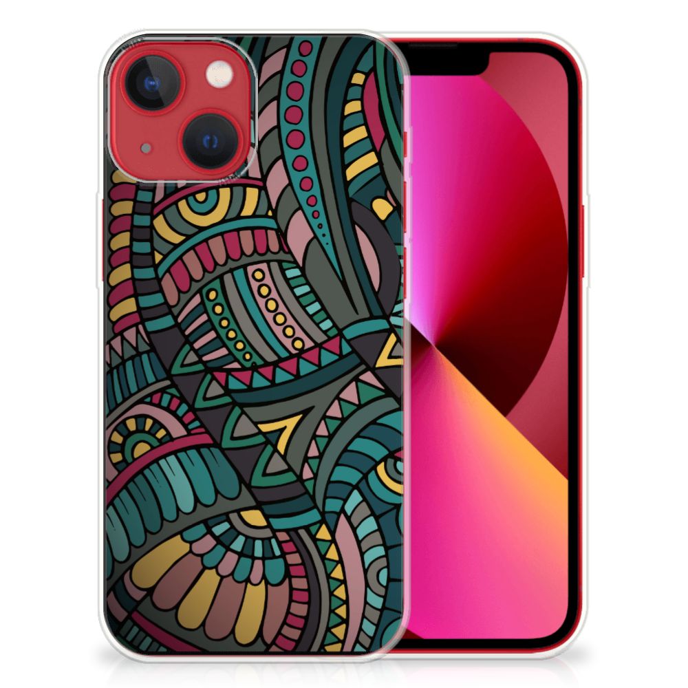 Apple iPhone 13 TPU bumper Aztec voorkant zijaanzicht