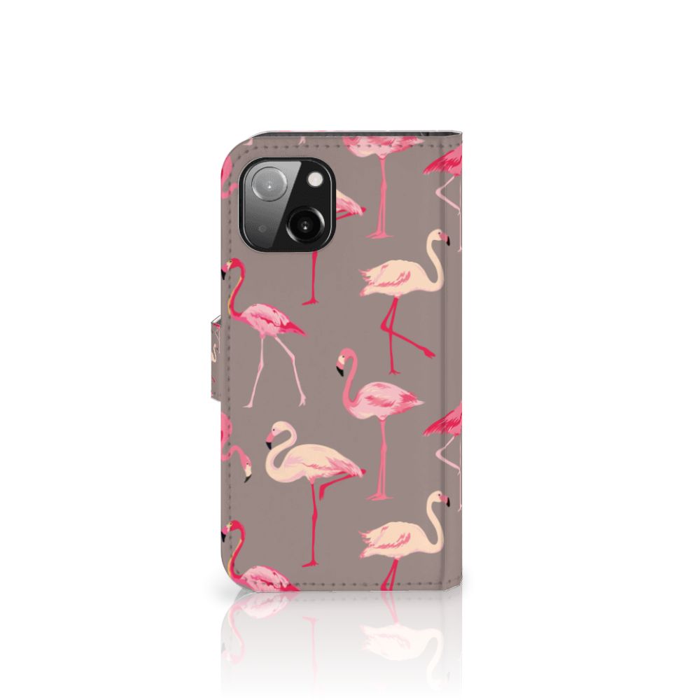 Apple iPhone 13 Telefoonhoesje met Pasjes Flamingo