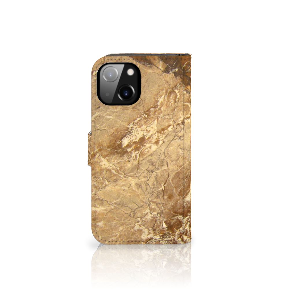Apple iPhone 14 Bookcase Marmer Creme bookcase marmer creme voorkant