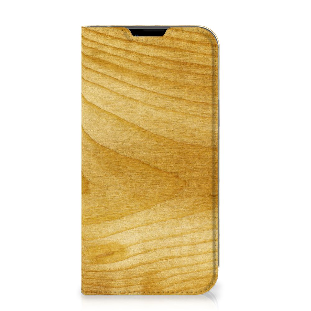 Apple iPhone 14 Plus Book Wallet Case Licht Hout voorkant design licht hout
