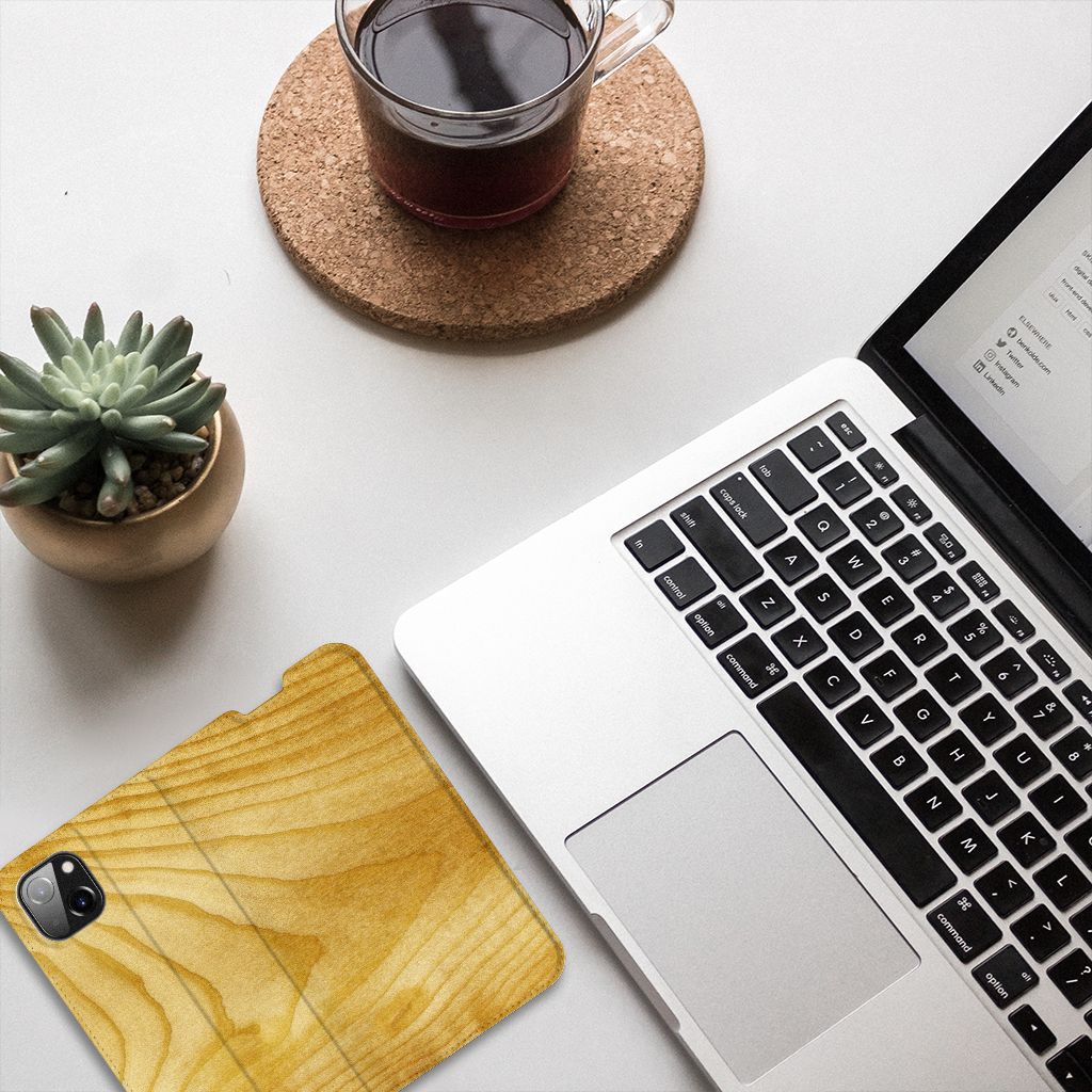 Apple iPhone 14 Plus Book Wallet Case Licht Hout design licht hout aanzicht