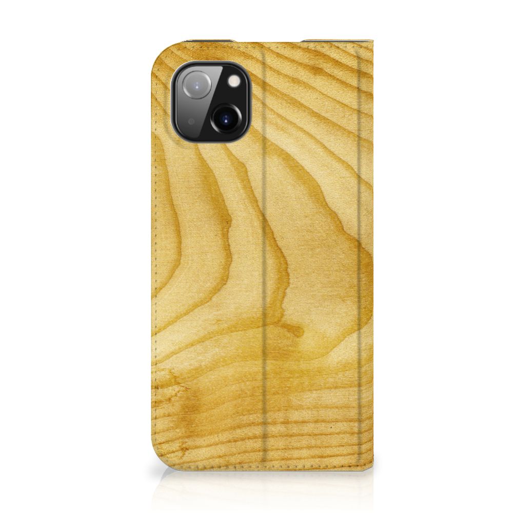 Apple iPhone 14 Plus Book Wallet Case Licht Hout hout design voorkant