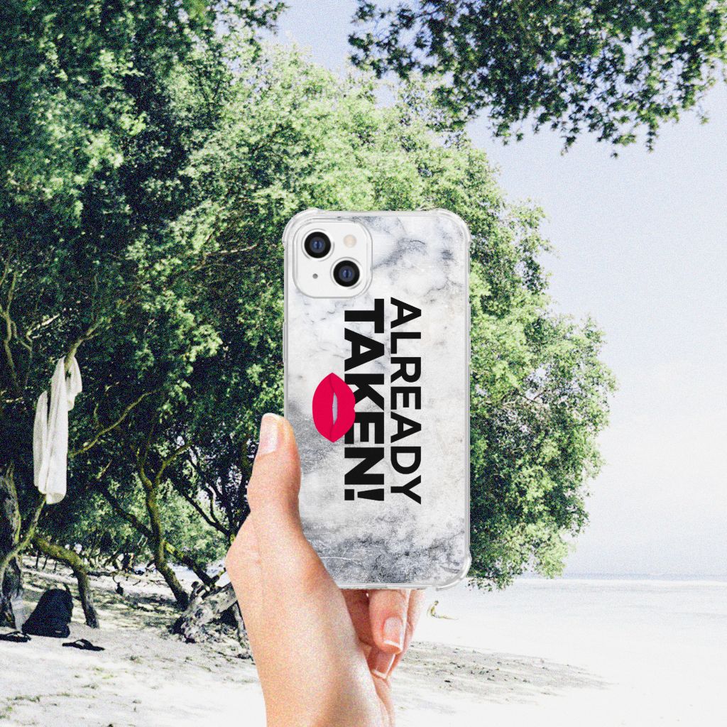 Apple iPhone 14 Plus Telefoonhoesje met tekst Already Taken White telefoonhoesje design Already Taken aanzicht