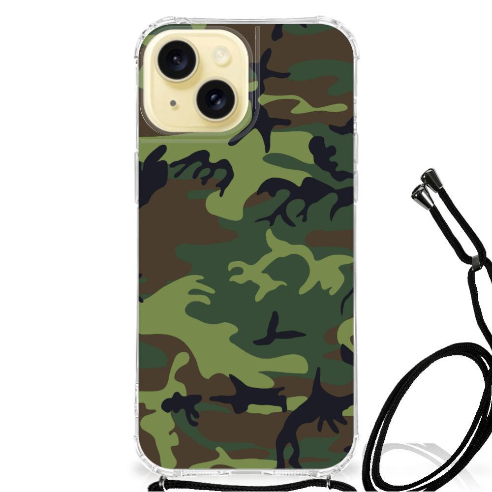 Apple iPhone 15 Doorzichtige Silicone Hoesje Army Dark B2C Telecom