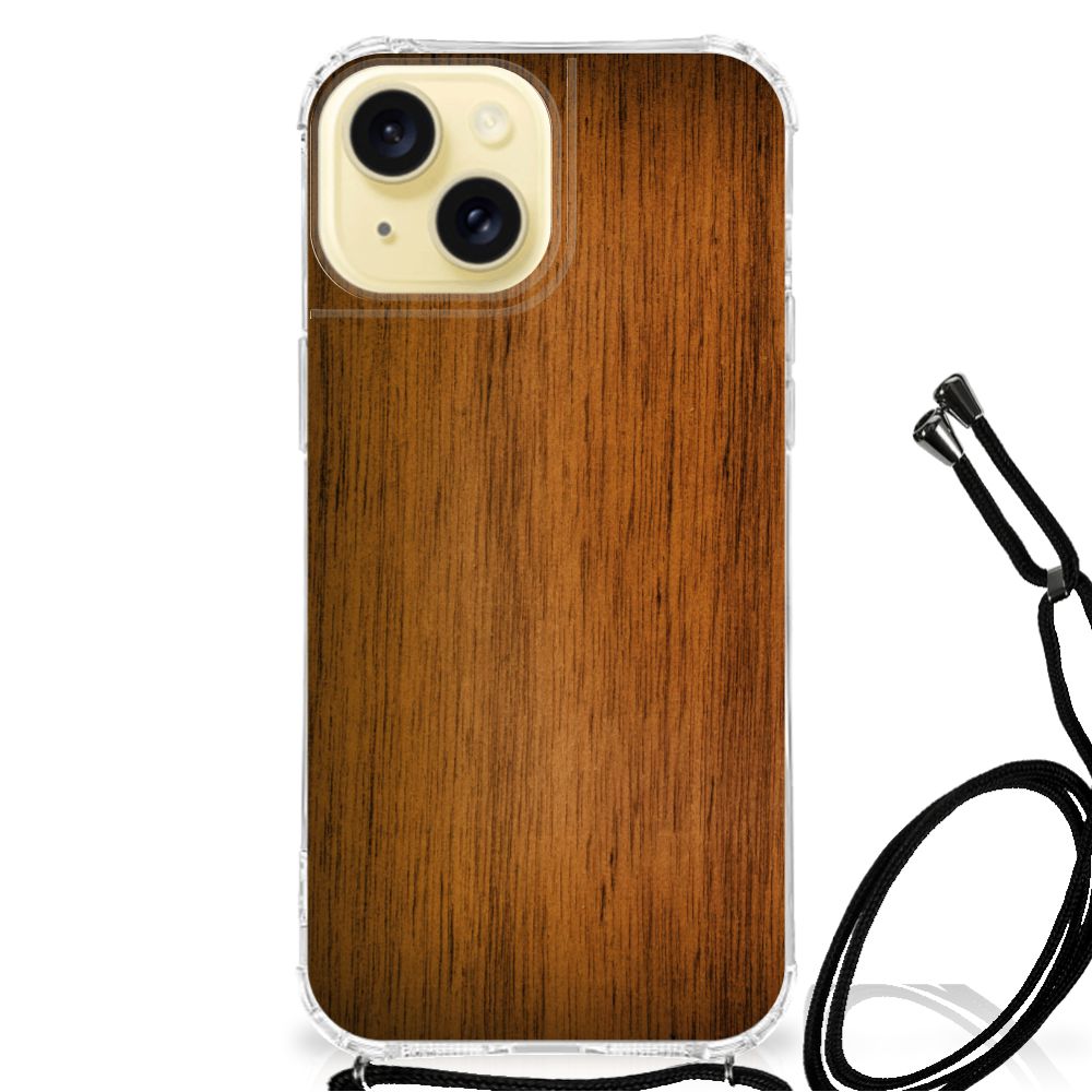 Apple iPhone 15 Stevig Telefoonhoesje Donker Hout B2C Telecom