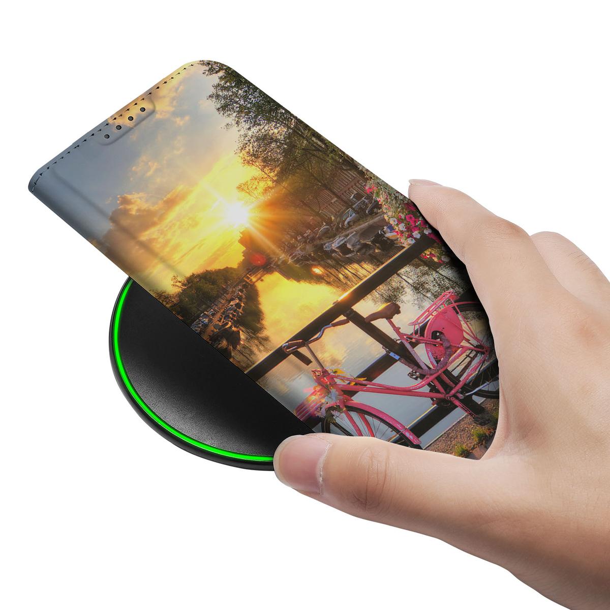 Apple iPhone 16e Book Cover Amsterdamse Grachten design hoesje aanzicht