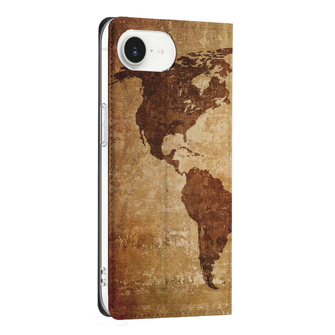 Apple iPhone 16e Book Cover Wereldkaart wereldkaart hoesje zijaanzicht