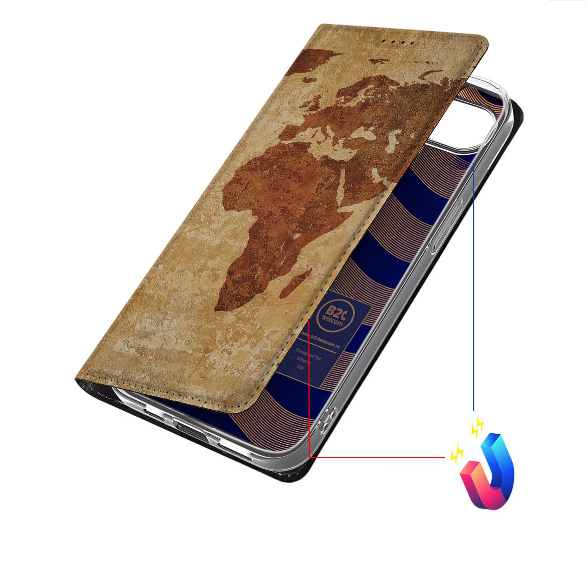 Apple iPhone 16e Book Cover Wereldkaart wereldkaart design voorkant