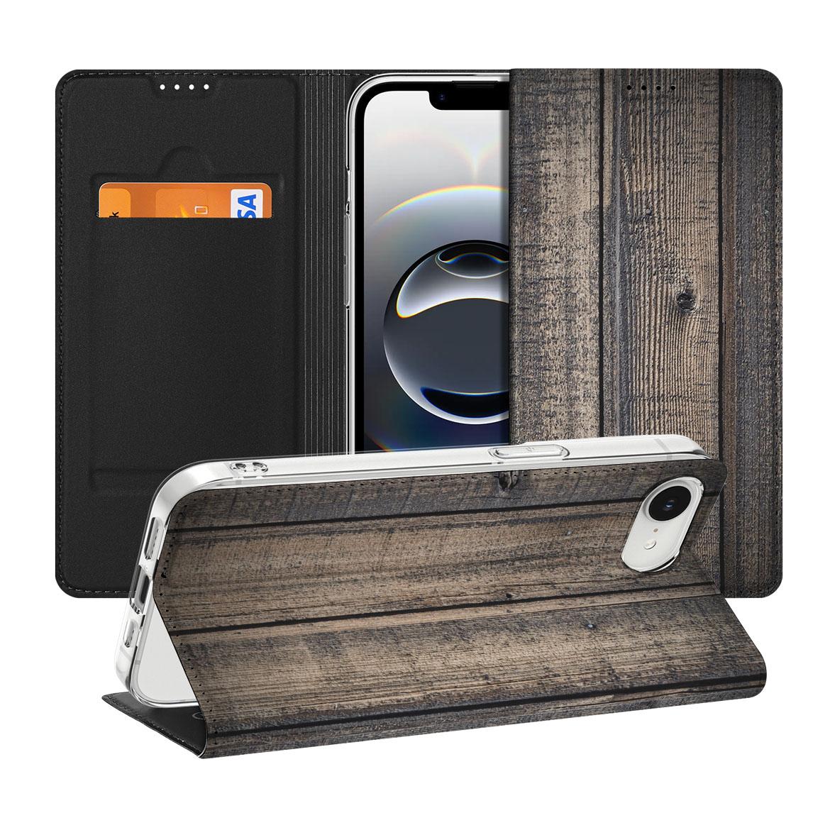 Apple iPhone 16e Book Wallet Case Steigerhout design steigerhout aanzicht