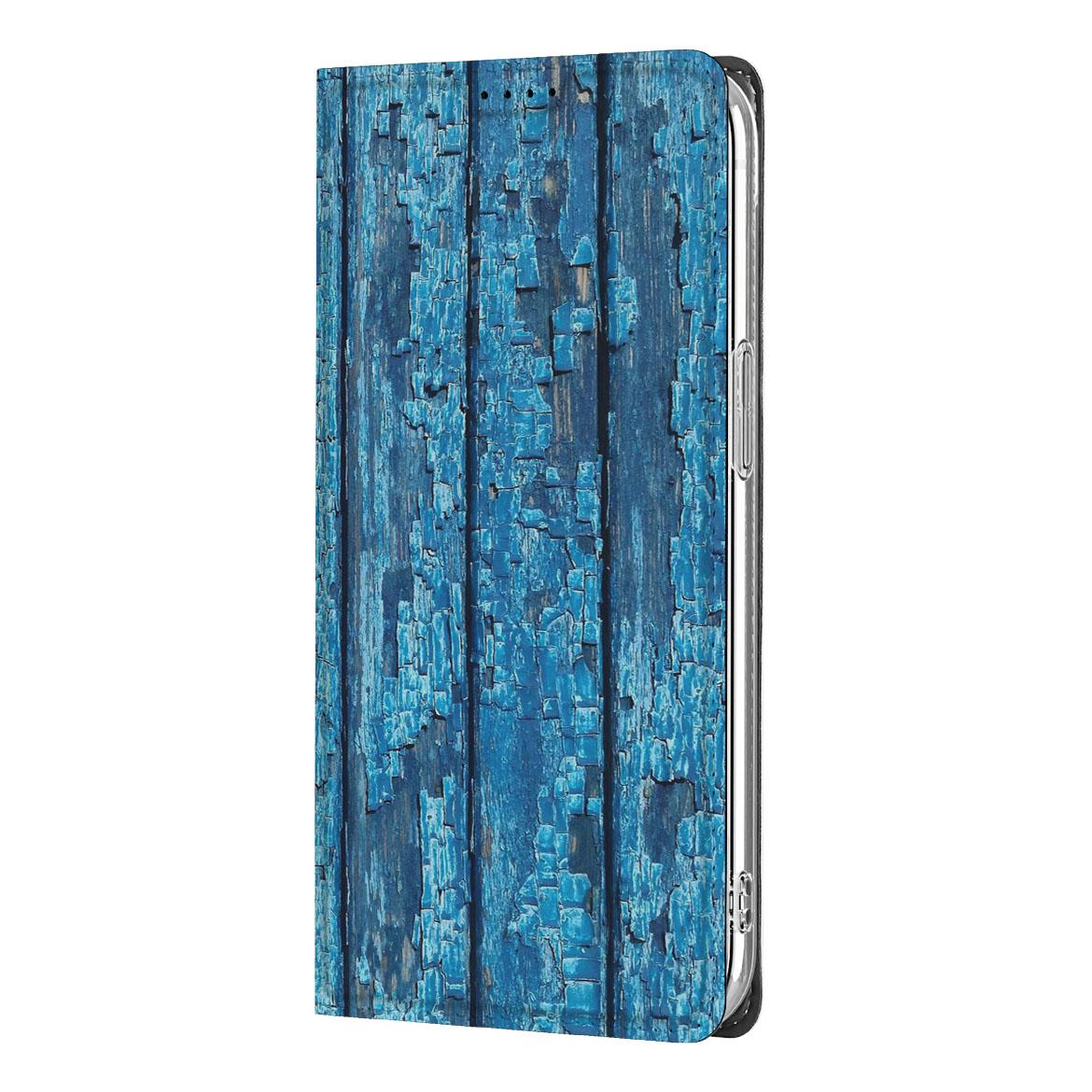 Apple iPhone 16e Book Wallet Case Wood Blue blauw hout design zijaanzicht