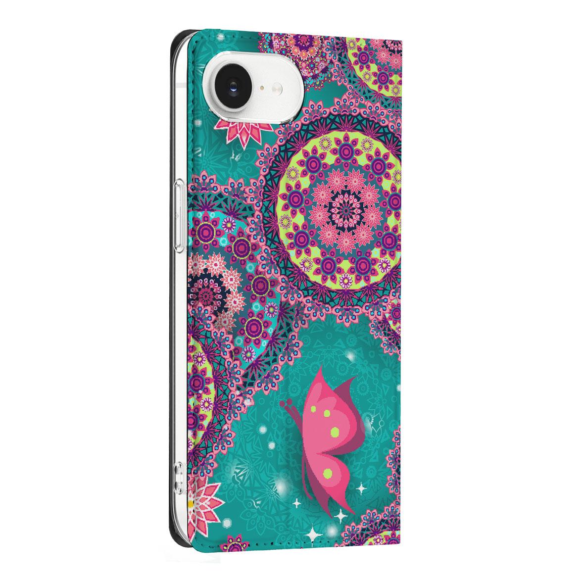 Apple iPhone 16e Bookcase Cirkels en Vlinders design Cirkels Vlinders zijaanzicht